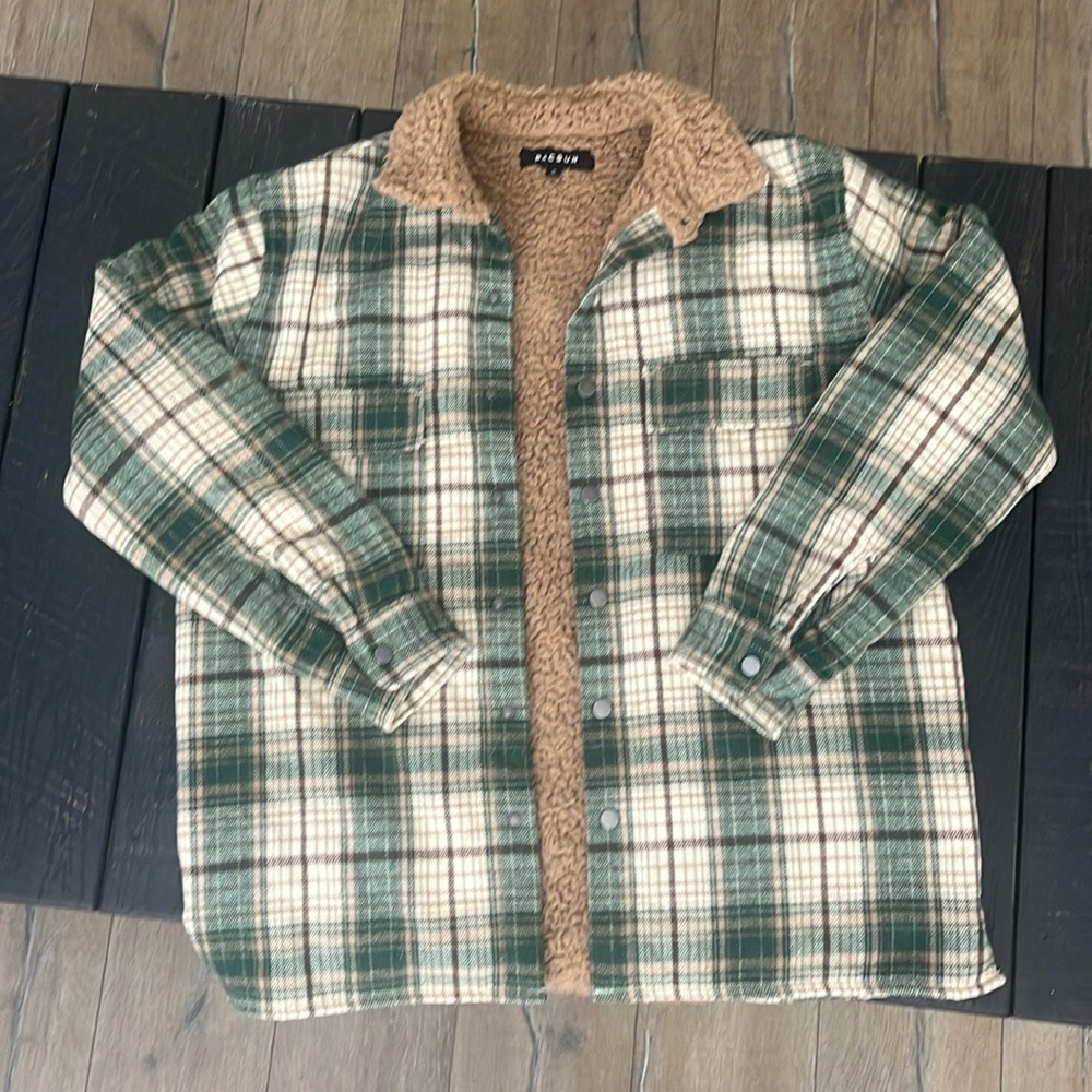 Sherpa Plaid Shacket from PacSun